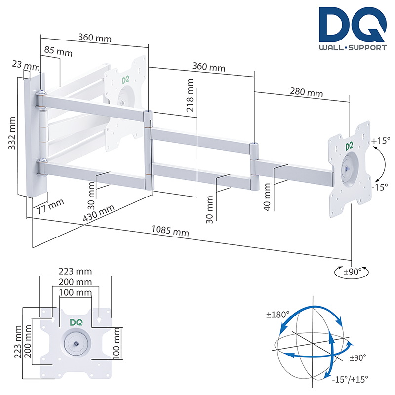XTRARM Axis XL Vit 108,5 cm