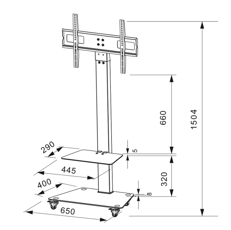 DQ Mobile TV Stativ Adrian 1 Svart med hjul - tvvaggfaste.se
