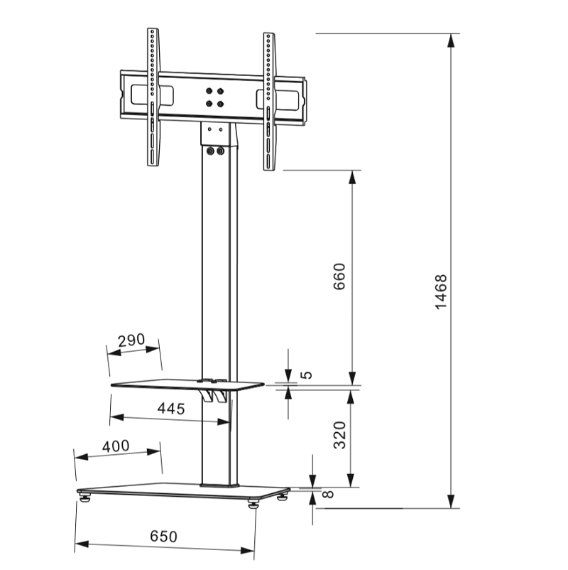DQ Mobile TV Stativ Adrian 1 Svart med hjul - tvvaggfaste.se