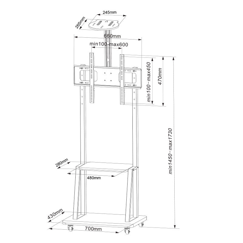 DQ TV Stativ Artemis Svart med hjul - tvvaggfaste.se