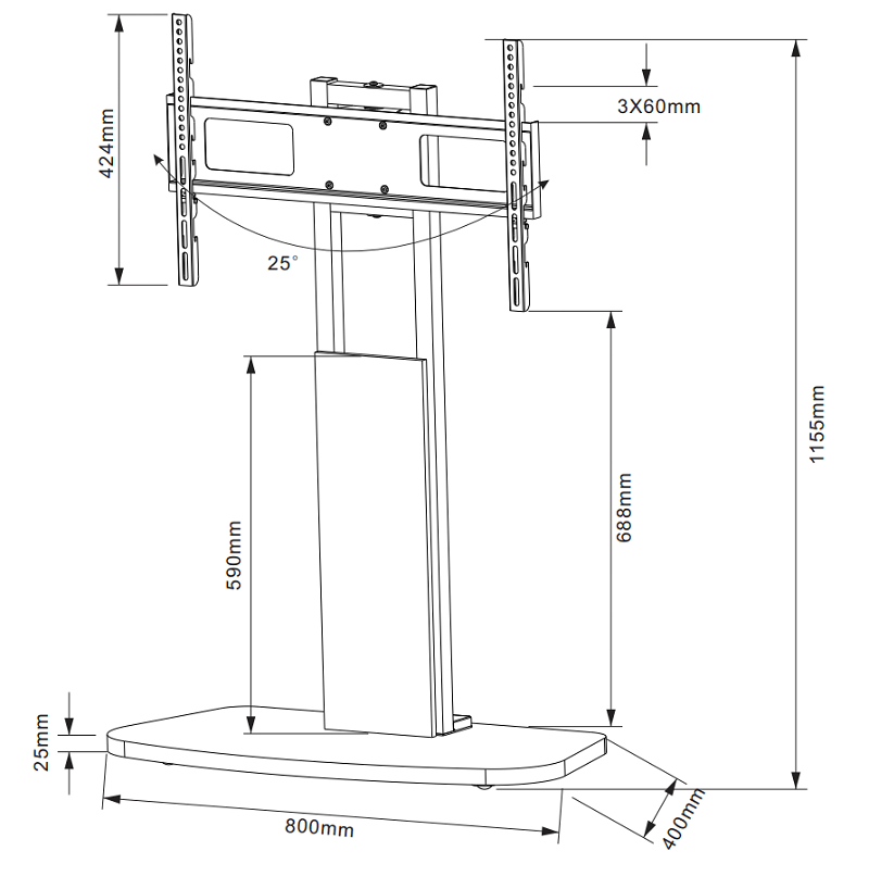 TV Stativ XTRARM Ferro svart/grå - tvvaggfaste.se