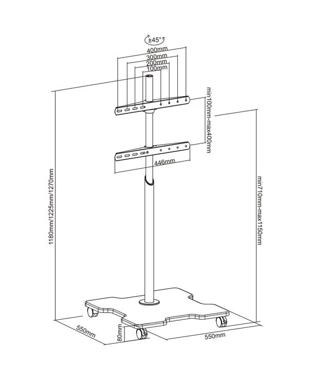XTRARM Arius TV Stativ svart X fot - tvvaggfaste.se