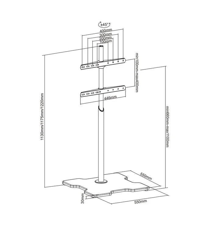XTRARM Arius TV Stativ svart X fot - tvvaggfaste.se