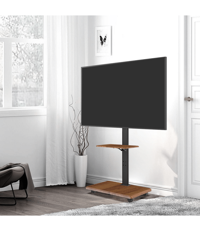 XTRARM Delphos TV Stativ Valnöt med hjul - tvvaggfaste.se