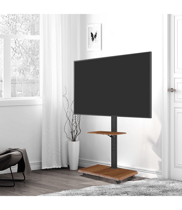 XTRARM Delphos TV Stativ Valnöt med hjul - tvvaggfaste.se