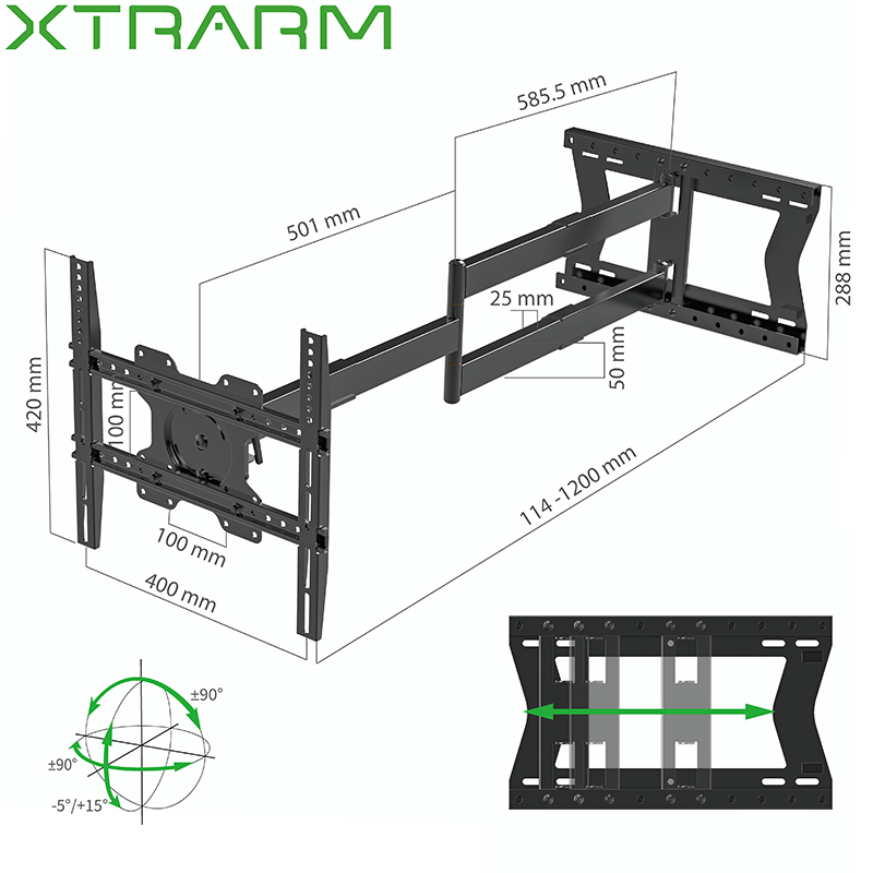 XTRARM Ferrom 120 cm TV fäste - tvvaggfaste.se