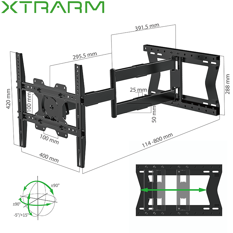 XTRARM Tantal 80 cm Flex TV fäste Svart - tvvaggfaste.se