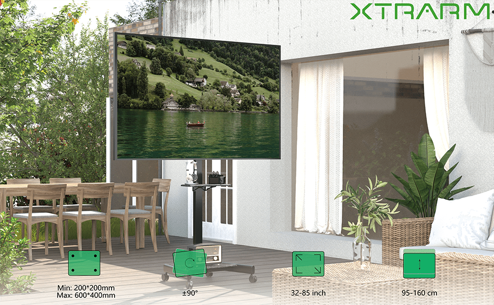 XTRARM TV - stativ Elevate med elektriskt höjdjustering svart - tvvaggfaste.se