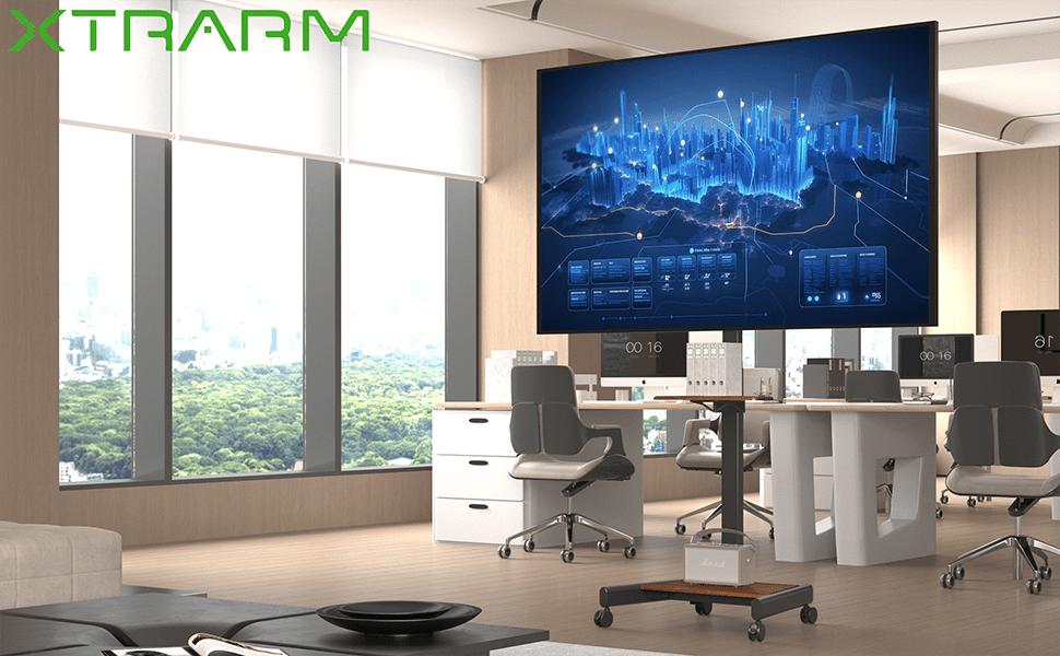 XTRARM TV - stativ Elevate med elektriskt höjdjustering valnöt - tvvaggfaste.se