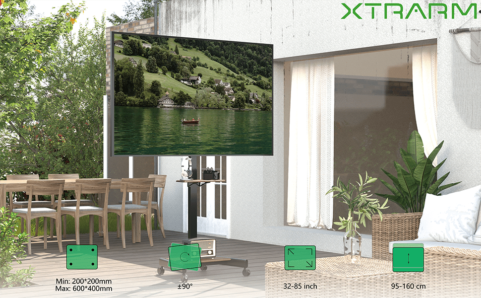 XTRARM TV - stativ Elevate med elektriskt höjdjustering valnöt - tvvaggfaste.se