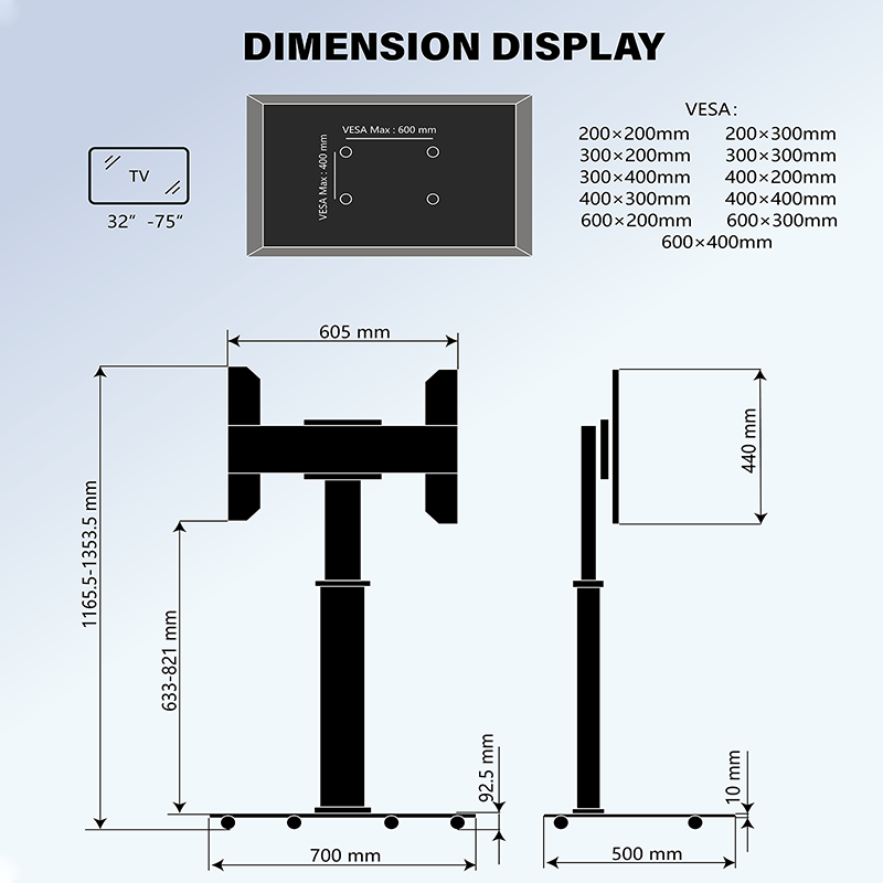 XTRARM TV Stativ Proton 100 Svart - tvvaggfaste.se