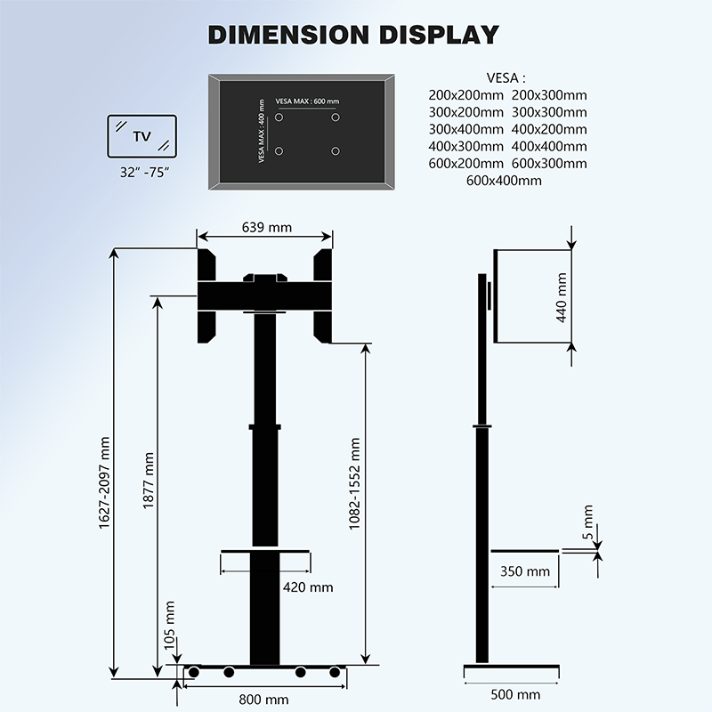 XTRARM TV Stativ Proton 300 alu - tvvaggfaste.se