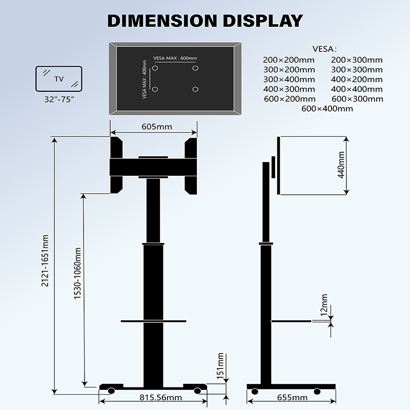 XTRARM TV Stativ Proton 500 alu