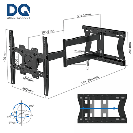 DQ Hercules 2.0 80 cm Flex TV fäste Svart - tvvaggfaste.se
