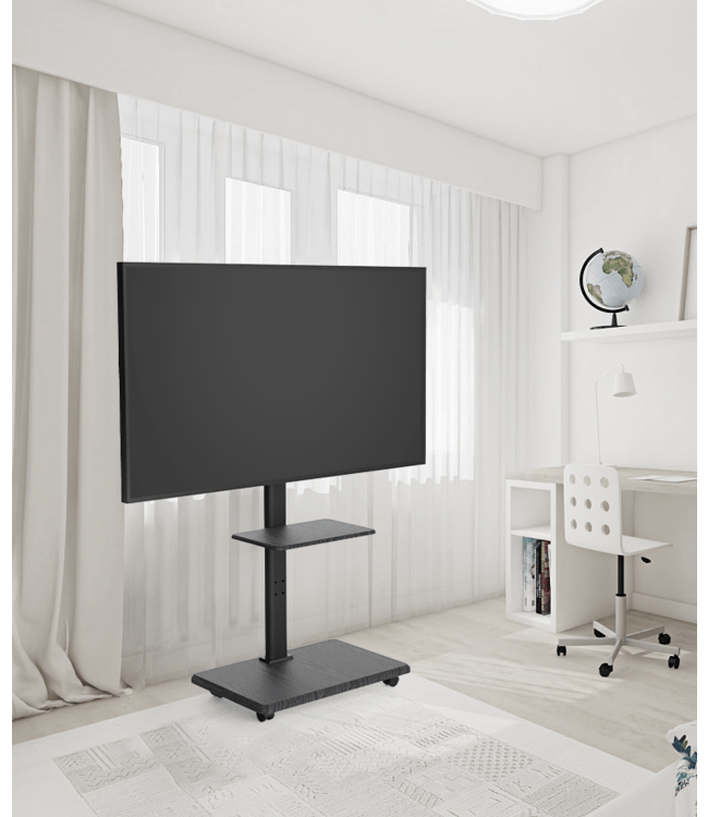 XTRARM Delphos TV Stativ Svart med hjul - tvvaggfaste.se
