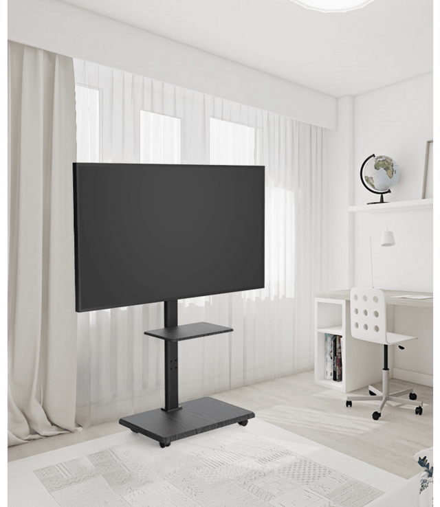 XTRARM Delphos TV Stativ Svart med hjul - tvvaggfaste.se