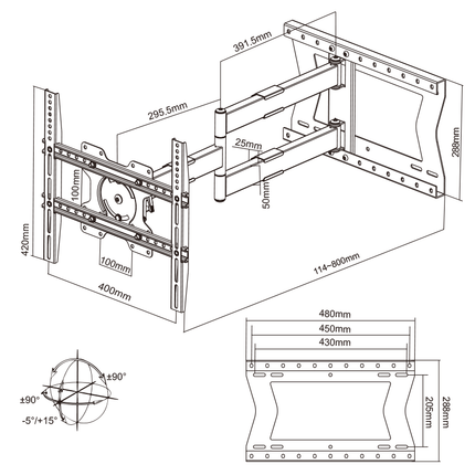 XTRARM Tantal 80 cm Flex TV fäste Svart - tvvaggfaste.se