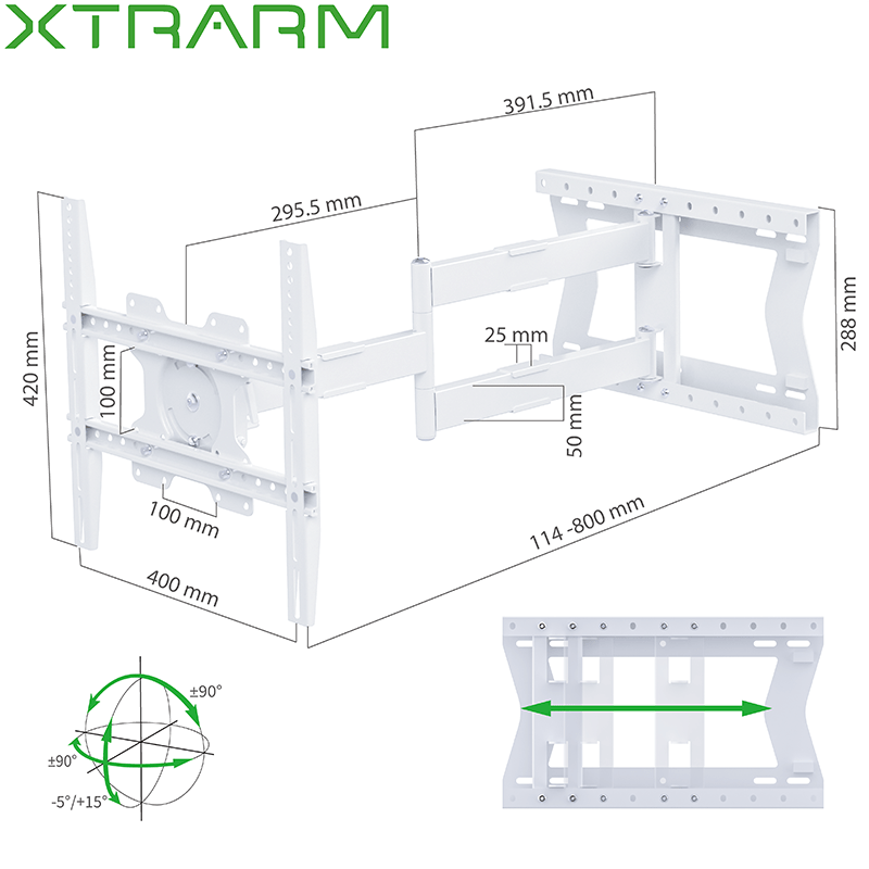 XTRARM Tantal 80 cm Flex TV fäste Vit - tvvaggfaste.se